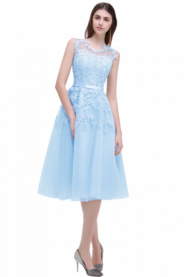 Luxurious Knee-Length Sleeveless Tulle Prom Dress With Lace Appliques_16