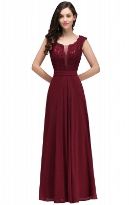 Fabulous Floor-Length A-Line Lace Burgundy Prom Dress_2