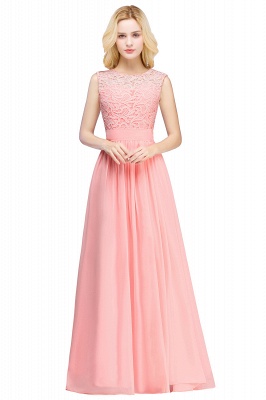 Amazing Sleeveless Lace Sheath Crew Top Chiffon Floor Length Dresses_11