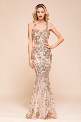 Glamorous Sequined High-Neck Prom Dresses Sleevelss Mermaid Long Formal Party Dresses_1