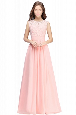 Amazing Sleeveless Lace Sheath Crew Top Chiffon Floor Length Dresses_12