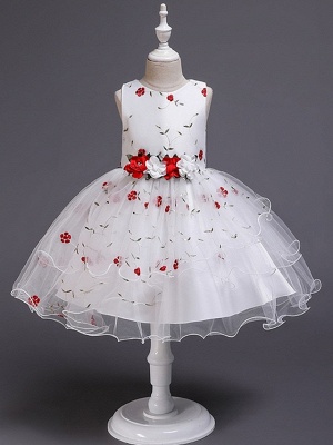 Ball Gown Princess Knee-length Flower Girl Dress - Satin Tulle_4