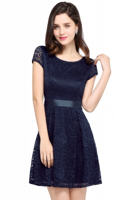 Gorgeous Elegant Lace Sleeves Mini Party Dress Scoop_5