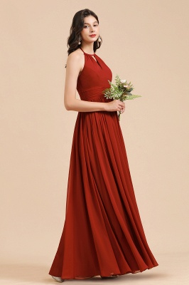 Halter Aline Bridesmaid Dress Sleeveless Floor Length Wedding Party Dress_7