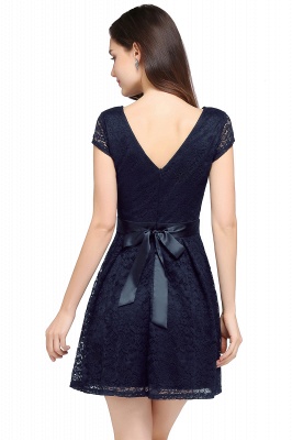 Gorgeous Elegant Lace Sleeves Mini Party Dress Scoop_6