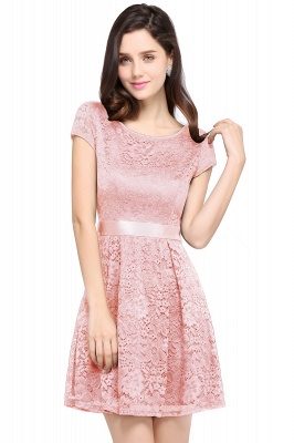 Gorgeous Elegant Lace Sleeves Mini Party Dress Scoop_9