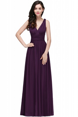 Designer Floor-Length A-Line V-Neck Chiffon Evening Dresses_12