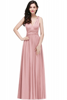 Designer Floor-Length A-Line V-Neck Chiffon Evening Dresses_9