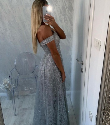 Charming Off Shoulder Shinny Sequins Long Prom Dress_3