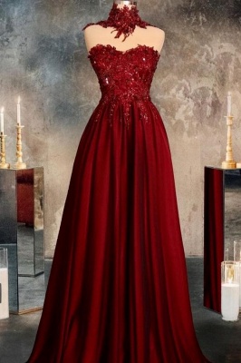 Vintage A-line Sweetheart Crystal Sequins Ruffles Floor-length Prom Dresses_1