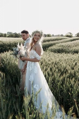 Une ligne dentelle Boho pas cher robes de mariée_6