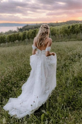 Une ligne dentelle Boho pas cher robes de mariée_4