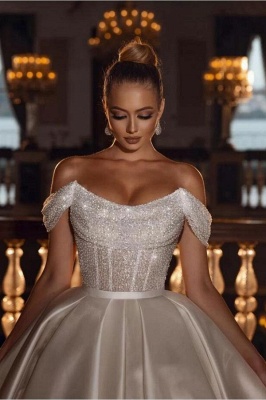 Vestidos de novia de princesa con purpurina satinada de lujo_2