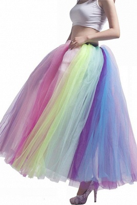 Women's Long Multi-Layer Tulle Rainbow Tutu Petticoat