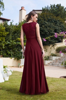 Fabulous Floor-Length A-Line Lace Burgundy Prom Dress_23