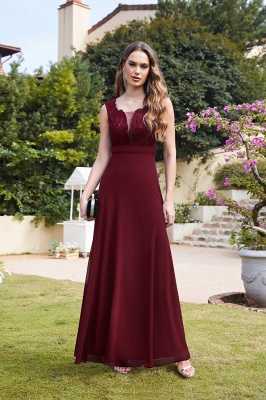 Fabulous Floor-Length A-Line Lace Burgundy Prom Dress_22