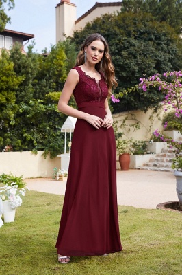 Fabulous Floor-Length A-Line Lace Burgundy Prom Dress_25