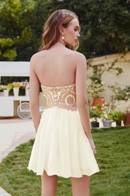 Gorgeous Sweetheart Short A Line Lace Appliques Prom Dresses_11