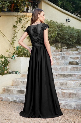 Beautiful V Neck A-Line Bridesmaid Chiffon Dress With Appliques_13