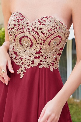 Gorgeous Sweetheart Short A Line Lace Appliques Prom Dresses_5