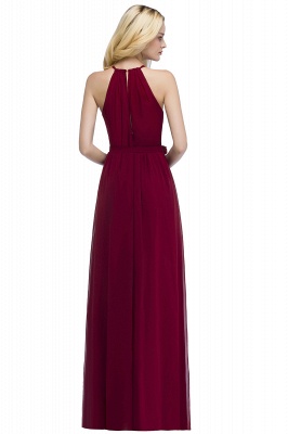 Stunning A-Line Floor Length Halter Bridesmaid Dresses With Bow Sash_4