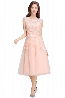 Luxurious Knee-Length Sleeveless Tulle Prom Dress With Lace Appliques_13