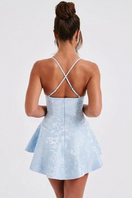 Elegant Sky Blue Halter Sleeveless Short Homecoming Dress_9