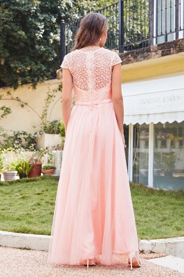 Amazing Chiffon Sleeves Scoop Short Lace Prom Dress Online_4