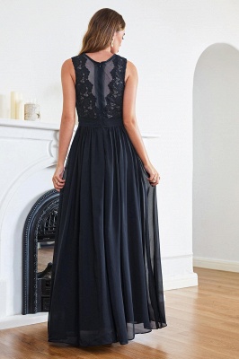 Amazing Sleeveless Lace Sheath Crew Top Chiffon Floor Length Dresses_3