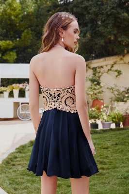 Hermosos vestidos de fiesta con apliques de encaje y escote en forma de A cortos_9