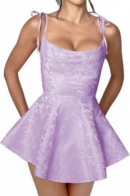 Gorgeous Pink Spaghetti-Straps Lace Homecoming Dress Online_6