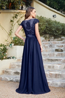 Beautiful V Neck A-Line Bridesmaid Chiffon Dress With Appliques_7