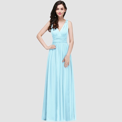 Designer Floor-Length A-Line V-Neck Chiffon Evening Dresses_14