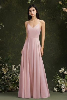 Charming Strapes A-Line Spaghetti Long Satin Floor Length Dress_6