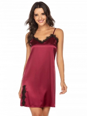 Long Silk Satin Sleeveless Spaghetti Strap Nightwear