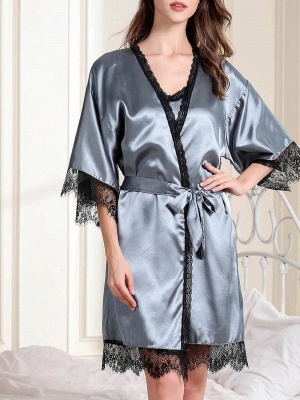 Women's Cut Out / Mesh Chemises & Gowns / Robes / Satin & Silk Nightwear Jacquard / Solid Colored