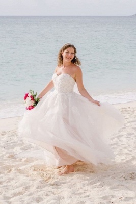 Long Tulle Wedding Dress Online | Gorgeous Sweetheart Lace Bridal Gowns_1