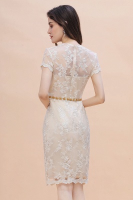 Champange Illusion neck Lace Beadings Star belt Mother of Bride Dress_3