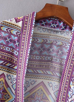 Bohemian Fashion Chiffon Geometric Print Loose Women's Kimono_6