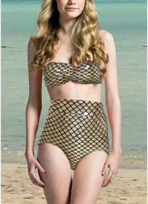 Strapless Metallic High Waist Bikini_1