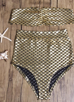 Strapless Metallic High Waist Bikini_5