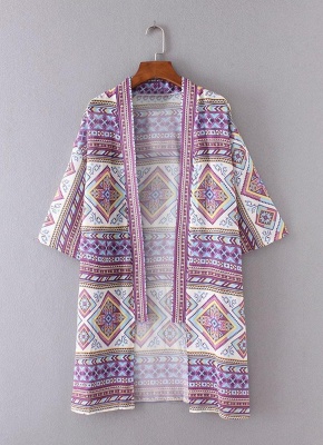 Bohemian Fashion Chiffon Geometric Print Loose Women's Kimono_4