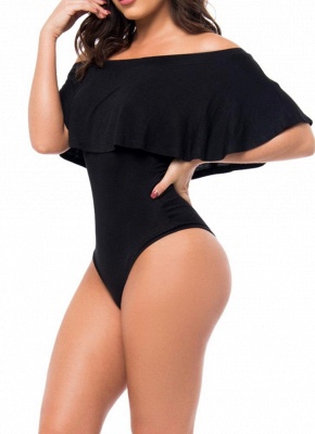 Off Shoulder Ruffled Bodysuit One Piece Bathing Suit UK_4