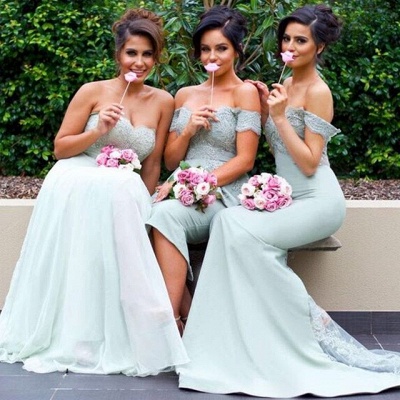 Mermaid Gorgeous Lace Off-the-Shoulder Bridesmaid Dress_3