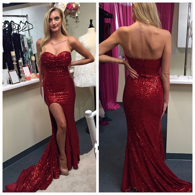 Gorgeous Sweetheart Sequins Evening Dress Sexy Slit  Formal Dress  BA6858_3