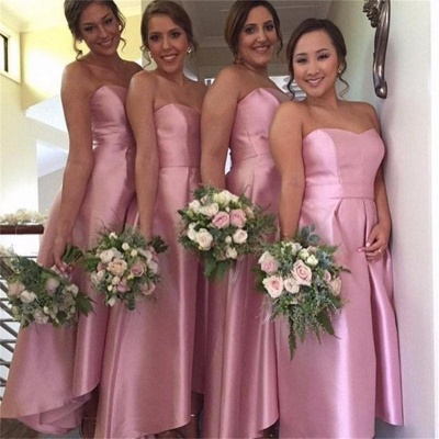 Pink Hi-Lo Party Dresses for Maid of Honor Sweetheart  Bridesmaid Dress_3