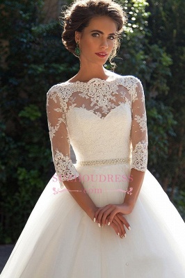 Princess Lace Half Sleeves Elegant  Ball Gown Wedding Dresses BA3678_5