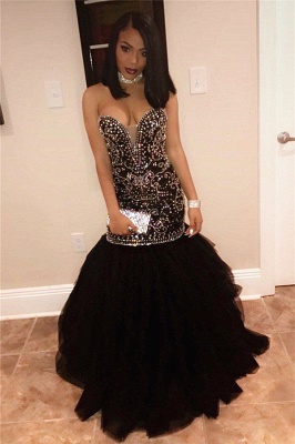 Sexy Sweetheart Beads Prom Dresses  | Mermaid Black Sequins  Evening Gown FB0275_4