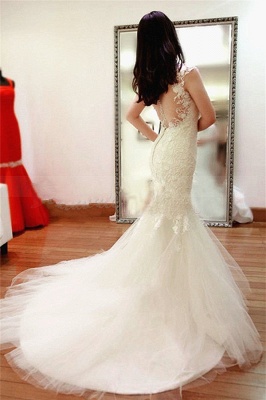 New Arrival Lace  Wedding Dress Sheer Back Sexy Mermaid Bridal Dresses_4