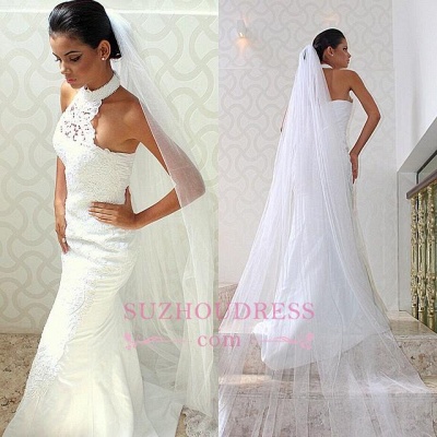 Halter Mermaid Lace Chic Sexy Sleeveless Court-train Wedding Dress_1